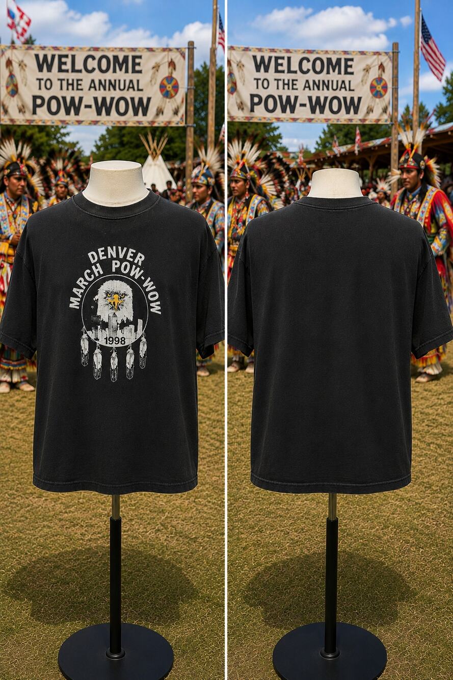 Vintage 1998 Denver March Pow-Wow T Shirt XL Hanes Heavyweight USA